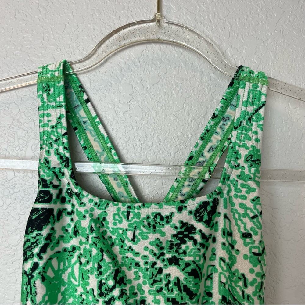 Vintage SPEEDO One Piece Swimsuit Neon Green Print Size 6 - Picture 2 of 8